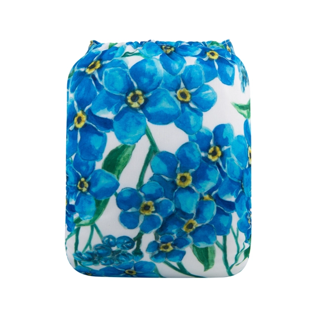 ALVABABY One Size Print Pocket Cloth Diaper -Blue Flowers(H214A)