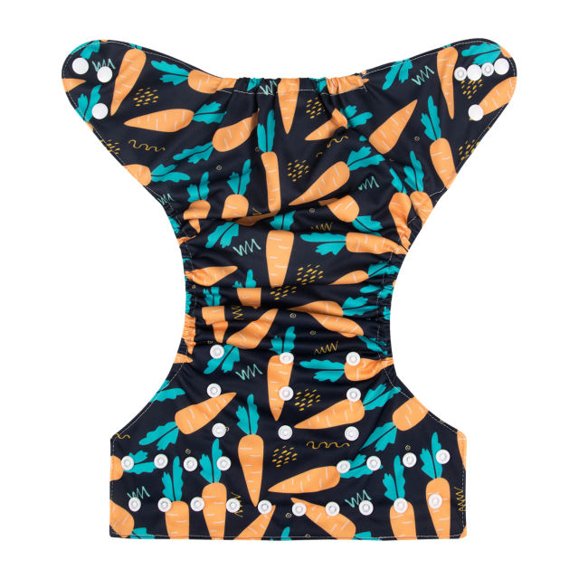 ALVABABY One Size Print Pocket Cloth Diaper -Carrot(H197A)
