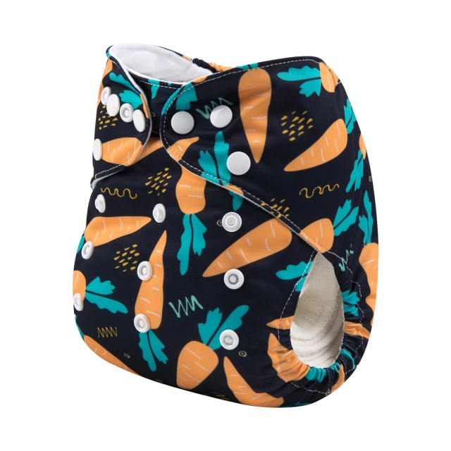 ALVABABY One Size Print Pocket Cloth Diaper -Carrot(H197A)