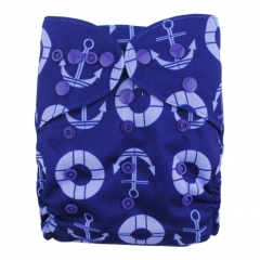ALVABABY Reusable Cloth Diaper Cover with Double Gussets One Size Blue breakdown and lifebuoy(DC-S44)