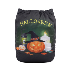 ALVABABY Halloween One Size Positioning Printed Cloth Diaper pumpkin lantern  (QD37A)