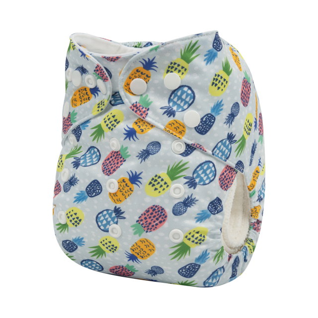 ALVABABY One Size Print Pocket Cloth Diaper-Pineapple(H329A)