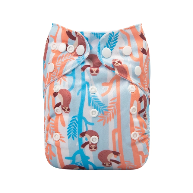 ALVABABY One Size Print Pocket Cloth Diaper -Sloth(H275A)