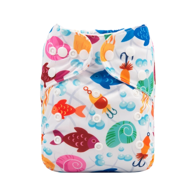 ALVABABY One Size Print Pocket Cloth Diaper - Fishes(H291A)