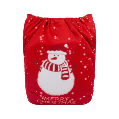 ALVABABY Christmas One Size Positioning Printed Cloth Diaper -Snowman (QD58A)