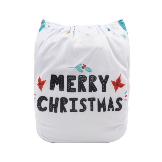 ALVABABY Christmas One Size Positioning Printed Cloth Diaper -Christmas tree (QD56A)