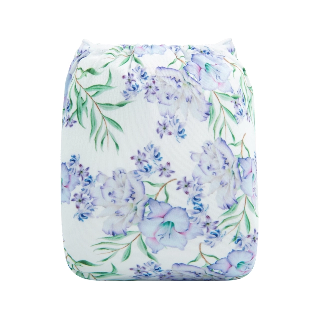 ALVABABY One Size Print Pocket Cloth Diaper -Purple flowers(H308A)