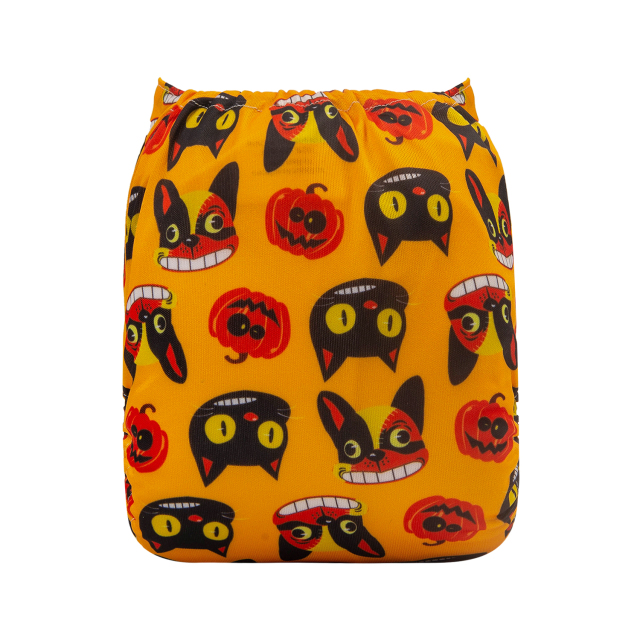 ALVABABY One Size Print Pocket Cloth Diaper -Pumpkin (Q59A)