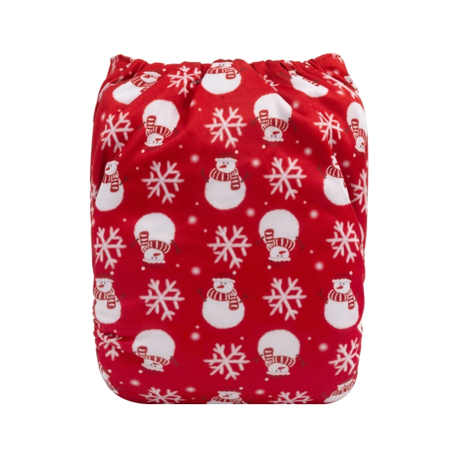 ALVABABY Christmas One Size Print Pocket Cloth Diaper -Snowman(Q75A)