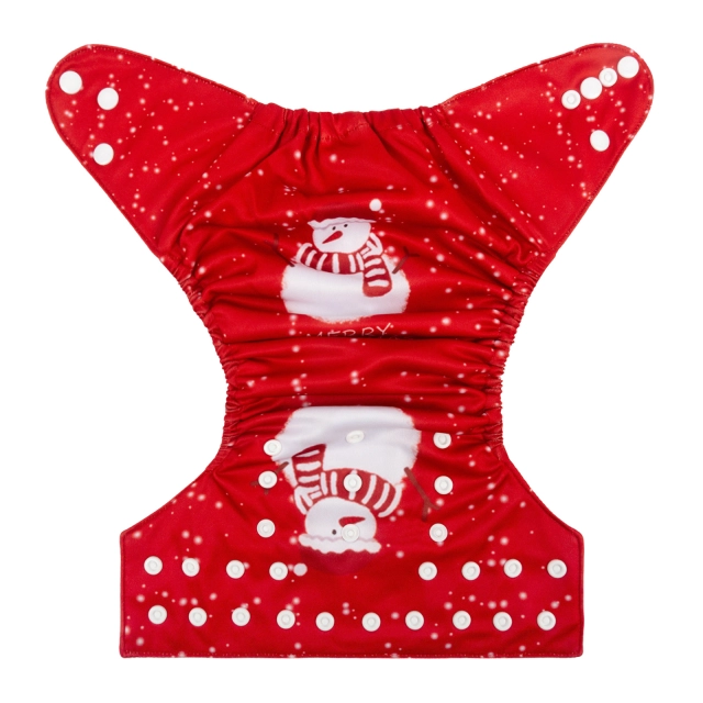ALVABABY Christmas One Size Positioning Printed Cloth Diaper -Snowman (QD58A)