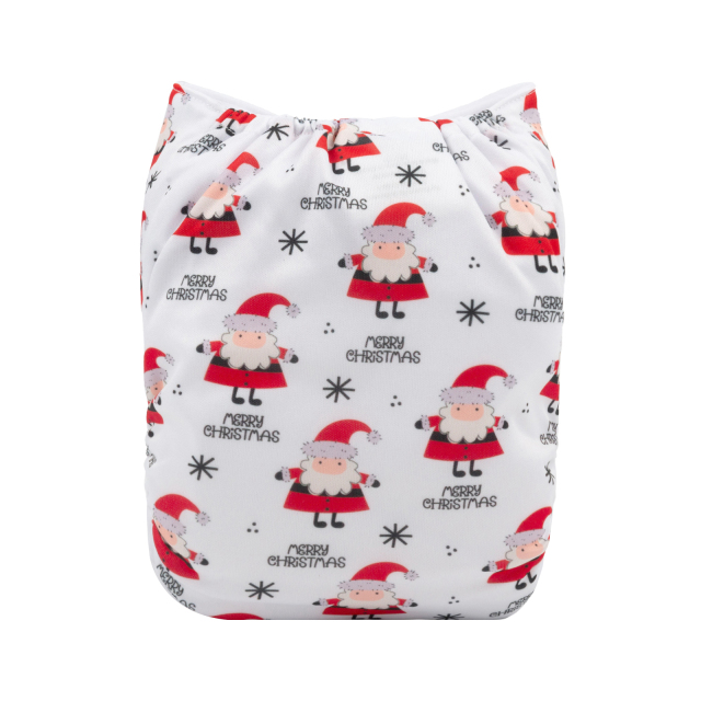ALVABABY Christmas One Size Positioning Printed Cloth Diaper -Santa Claus (QD51A)