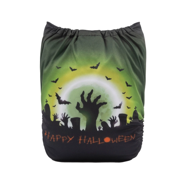 ALVABABY Halloween One Size Positioning Printed Cloth Diaper Cemetery (QD38A)