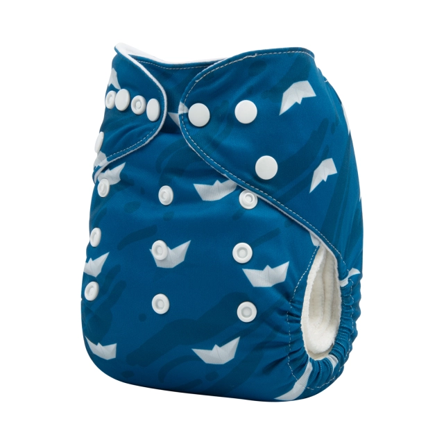 ALVABABY One Size Print Pocket Cloth Diaper-Paper boat(H325A)