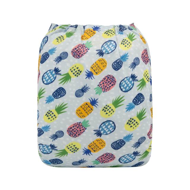 ALVABABY One Size Print Pocket Cloth Diaper-Pineapple(H329A)