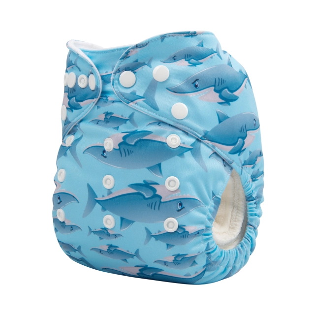 ALVABABY One Size Print Pocket Cloth Diaper -Sharks(H307A)