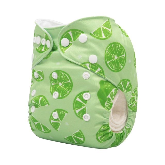 ALVABABY One Size Print Pocket Cloth Diaper -Green lemon(H305A)