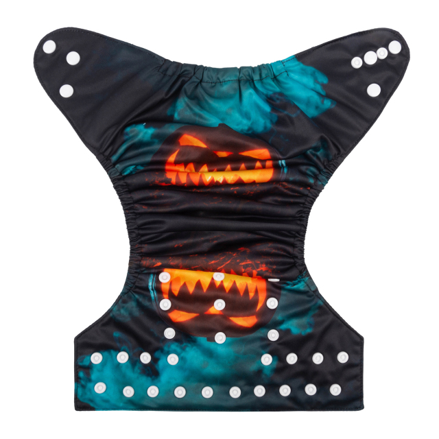 ALVABABY Halloween One Size Positioning Printed Cloth Diaper -Pumpkin lantern(QD44A)