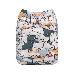 ALVABABY One Size Print Pocket Cloth Diaper -Cute Cats(H286A)