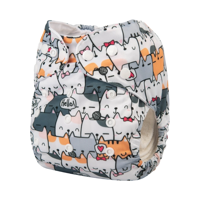 ALVABABY One Size Print Pocket Cloth Diaper -Cute Cats(H286A)