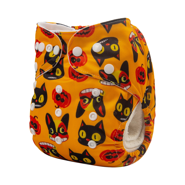 ALVABABY One Size Print Pocket Cloth Diaper -Pumpkin (Q59A)