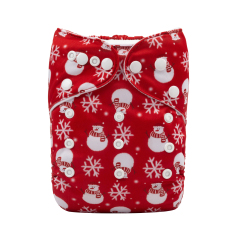 ALVABABY Christmas One Size Print Pocket Cloth Diaper -Snowman(Q75A)