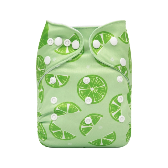 ALVABABY One Size Print Pocket Cloth Diaper -Green lemon(H305A)