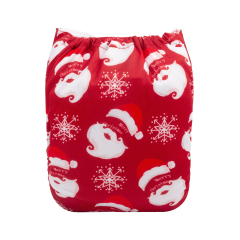 ALVABABY Christmas One Size Positioning Printed Cloth Diaper -Santa Claus and snowflakes(QD47A)