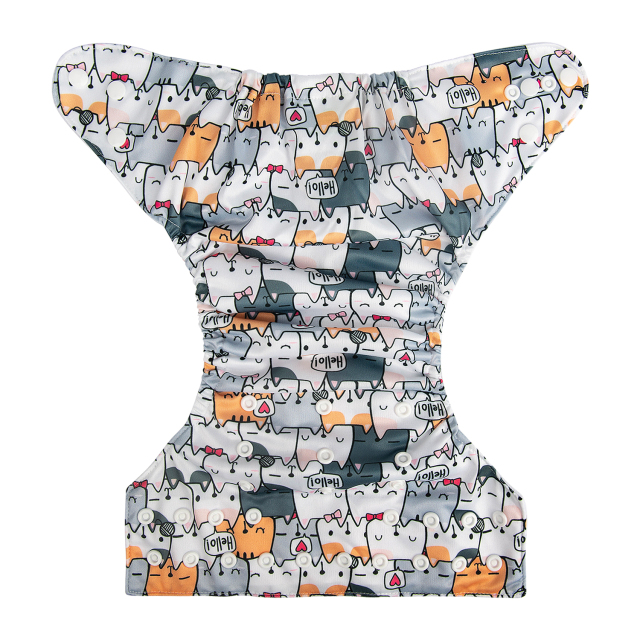 ALVABABY One Size Print Pocket Cloth Diaper -Cute Cats(H286A)