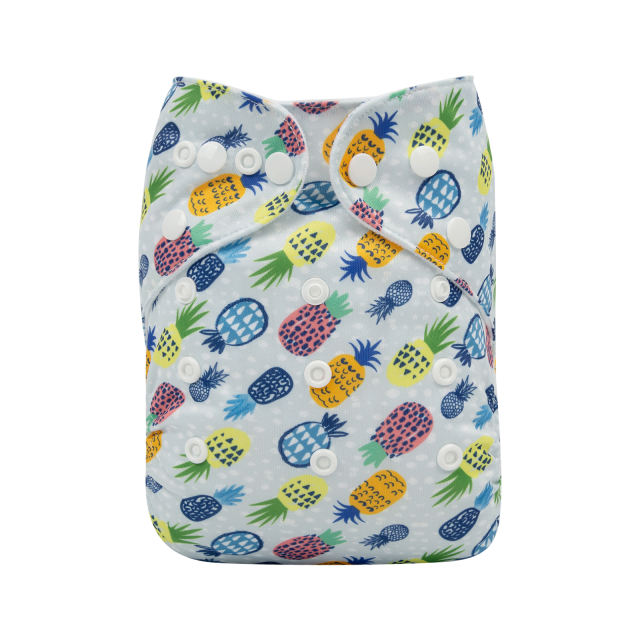 ALVABABY One Size Print Pocket Cloth Diaper-Pineapple(H329A)