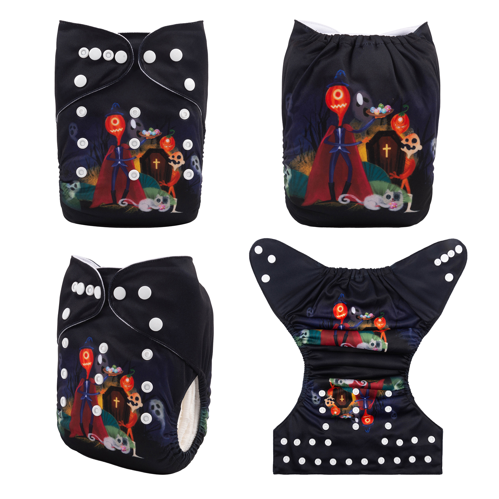 Halloween Cloth Diaper One Size Adjustable Reusable Diapers for Babies -Ghost and candy, cat (QD42A)