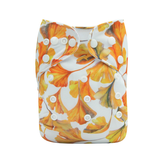 ALVABABY One Size Print Pocket Cloth Diaper -Ginkgo biloba(H309A)