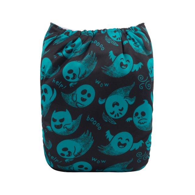 ALVABABY Halloween One Size Positioning Printed Cloth Diaper -Ghost (QD39A)