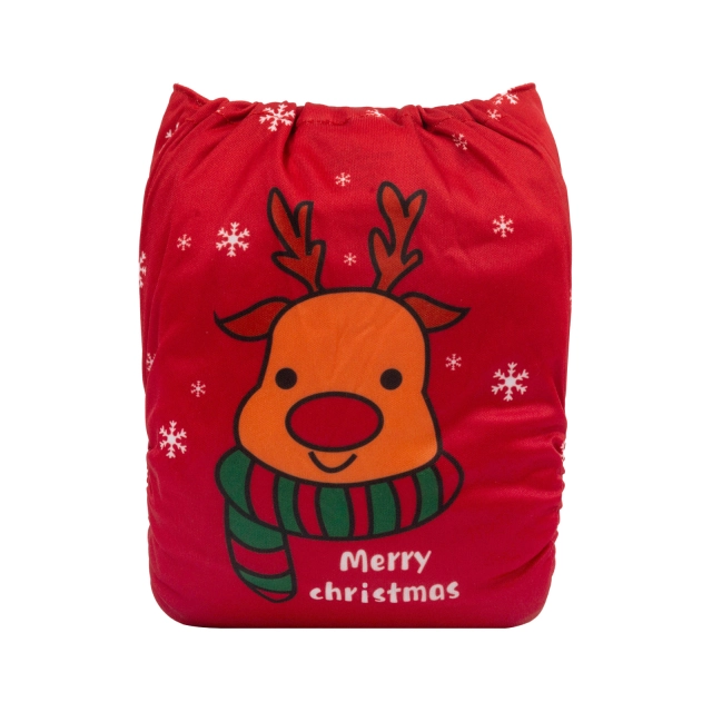 ALVABABY Christmas One Size Positioning Printed Cloth Diaper (QD53A)
