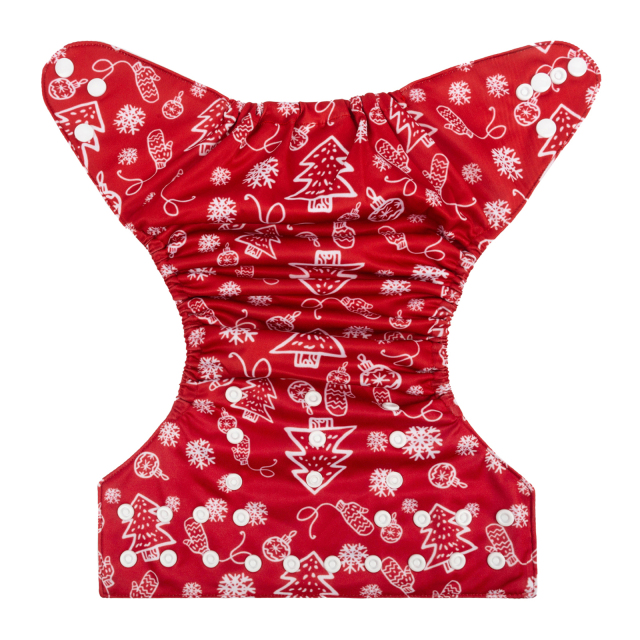 ALVABABY Christmas One Size Print Pocket Cloth Diaper -Christmas tree and snowflakes(Q74A)