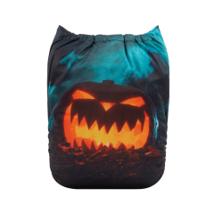 ALVABABY Halloween One Size Positioning Printed Cloth Diaper -Pumpkin lantern(QD44A)