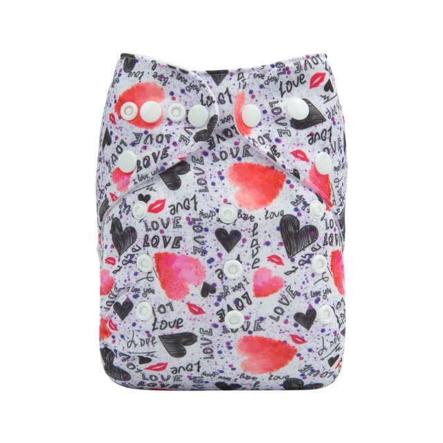 ALVABABY One Size Print Pocket Cloth Diaper -Love(H311A)