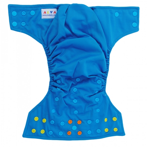 ALVABABY AI2 Cloth Diaper with Double Gussets (Blue, CB06)