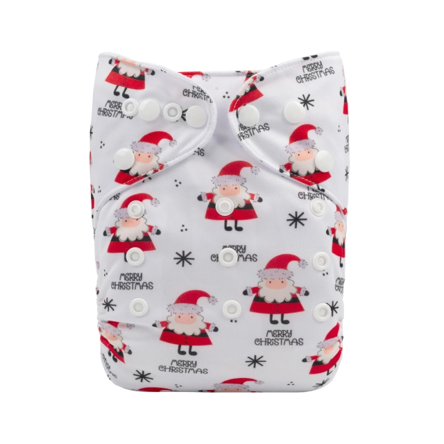 ALVABABY Christmas One Size Positioning Printed Cloth Diaper -Santa Claus (QD51A)
