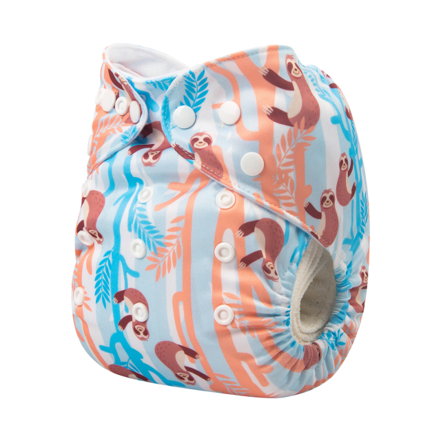 ALVABABY One Size Print Pocket Cloth Diaper -Sloth(H275A)