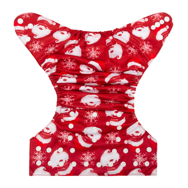 ALVABABY Christmas One Size Positioning Printed Cloth Diaper -Santa Claus and snowflakes(QD47A)