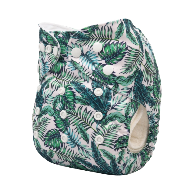 ALVABABY One Size Print Pocket Cloth Diaper -Green leaves(H300A)