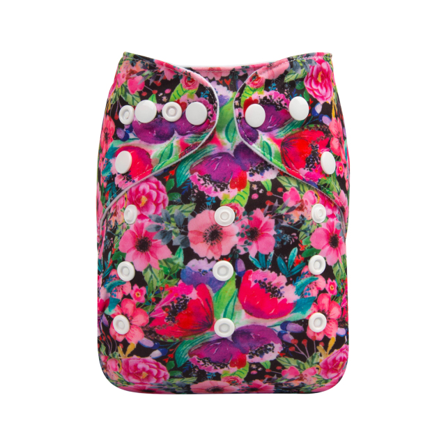 ALVABABY One Size Print Pocket Cloth Diaper -Flowers(H314A)