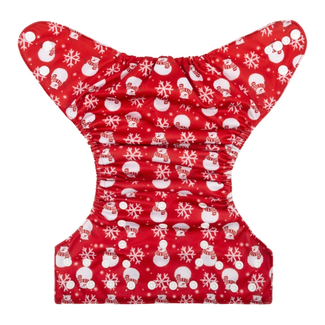 ALVABABY Christmas One Size Print Pocket Cloth Diaper -Snowman(Q75A)