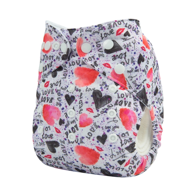 ALVABABY One Size Print Pocket Cloth Diaper -Love(H311A)