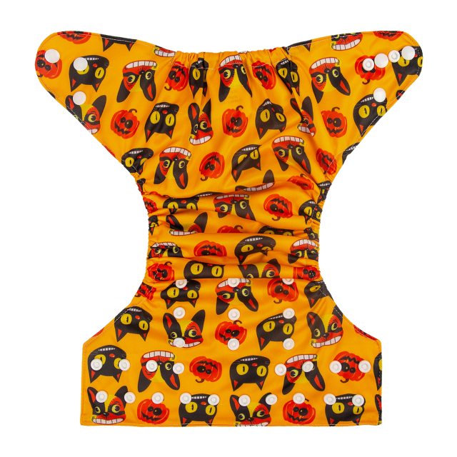 ALVABABY One Size Print Pocket Cloth Diaper -Pumpkin (Q59A)