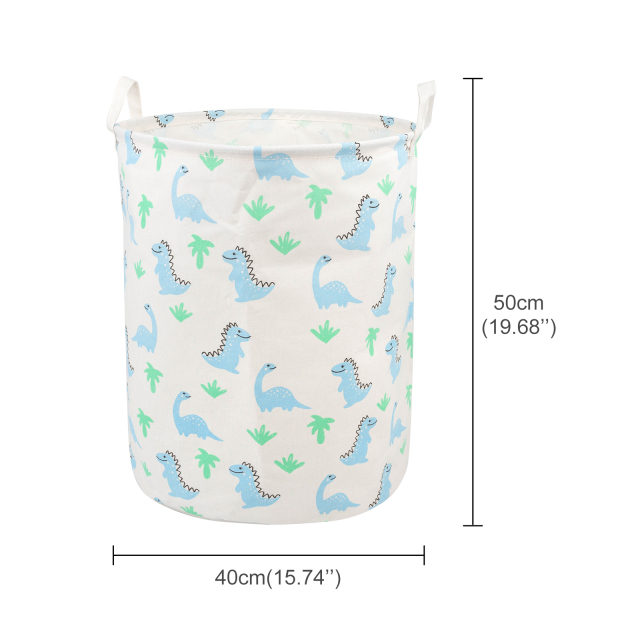 ALVABABY Collapsible Storage basket with Durable Handle, Round Cotton Linen Waterproof Storage Bin (SN-Y08)