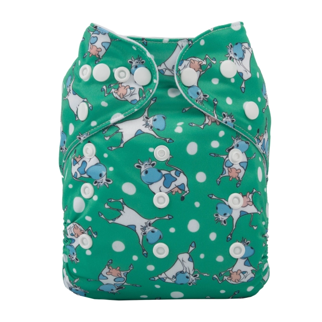 ALVABABY One Size Print Pocket Cloth Diaper-Cow (H371A)