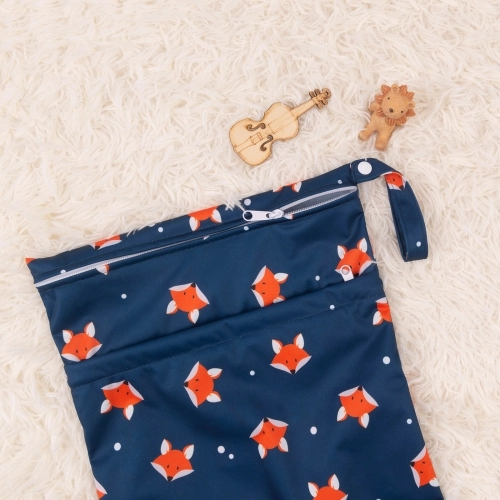 ALVABABY Diaper Wet Dry Bag with Two Zippered Pockets (L-FOX01A)