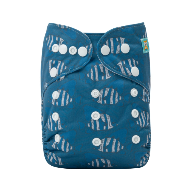 ALVABABY One Size Print Pocket Cloth Diaper -Fishes(H351A)