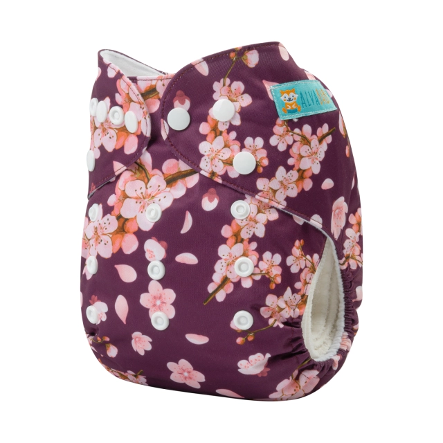ALVABABY One Size Print Pocket Cloth Diaper-Plum Blossoms (H339A)